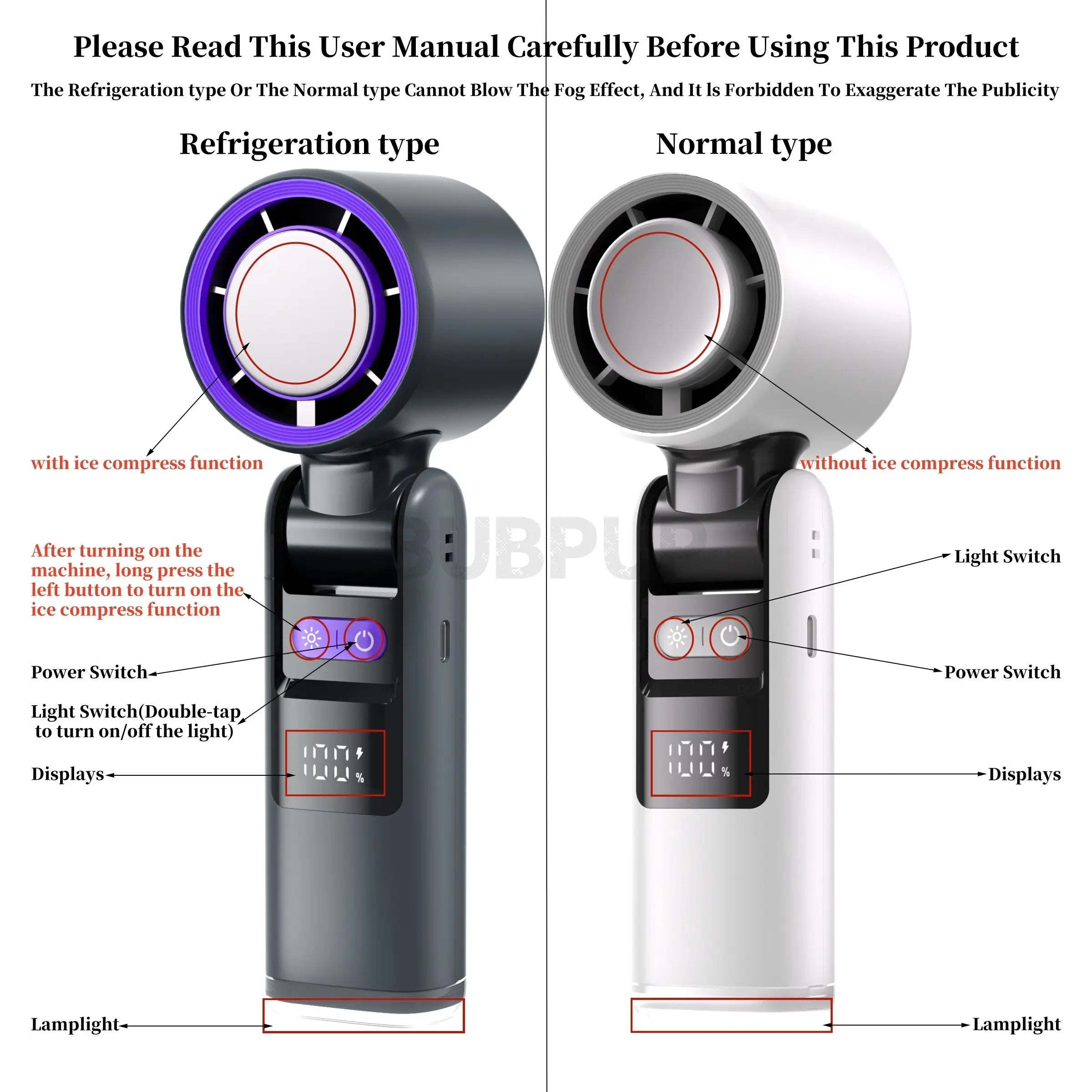 Portable Handheld Turbo Fan - 5 Gear High Speed 4000Mah Rechargeable Mini Personal Hand Fan with Ice Cooling, Summer Travel Essentials, Beach Vacation, Gifts for Women, Men #GLOBAL PICKS