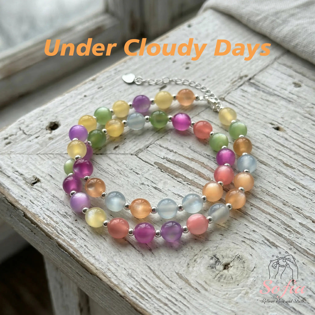 Sofia Dopamine Necklace - Rainbow Beaded Choker - UV Reactive Necklace Waterproof - Summer Jewelry Stainless Steel, Stackable Tiktokshopspringglowup