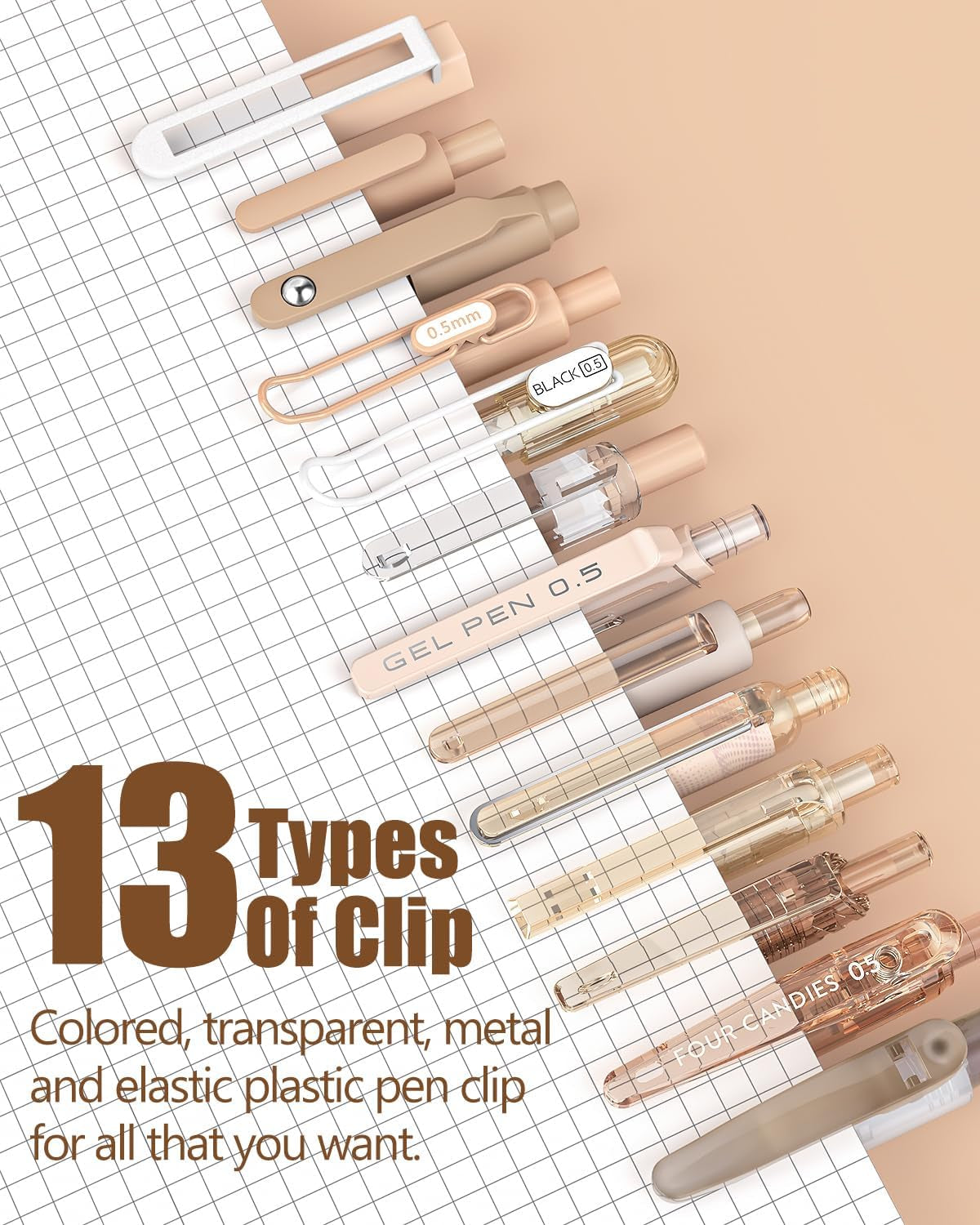 Writing Ink Pens with Black & Brown Ink and 2Pack Highlighter, Retractable 0.5Mm Smooth Fine Point Pens,Brown Pens for School, Office Girly Stationery Aesthetic Desk Accessories Set of 14