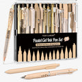 Writing Ink Pens with Black & Brown Ink and 2Pack Highlighter, Retractable 0.5Mm Smooth Fine Point Pens,Brown Pens for School, Office Girly Stationery Aesthetic Desk Accessories Set of 14