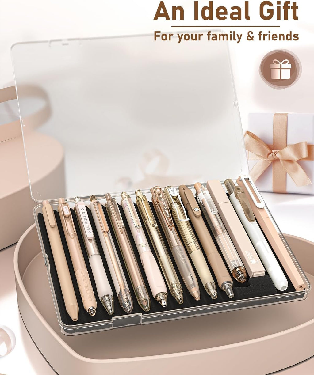 Writing Ink Pens with Black & Brown Ink and 2Pack Highlighter, Retractable 0.5Mm Smooth Fine Point Pens,Brown Pens for School, Office Girly Stationery Aesthetic Desk Accessories Set of 14